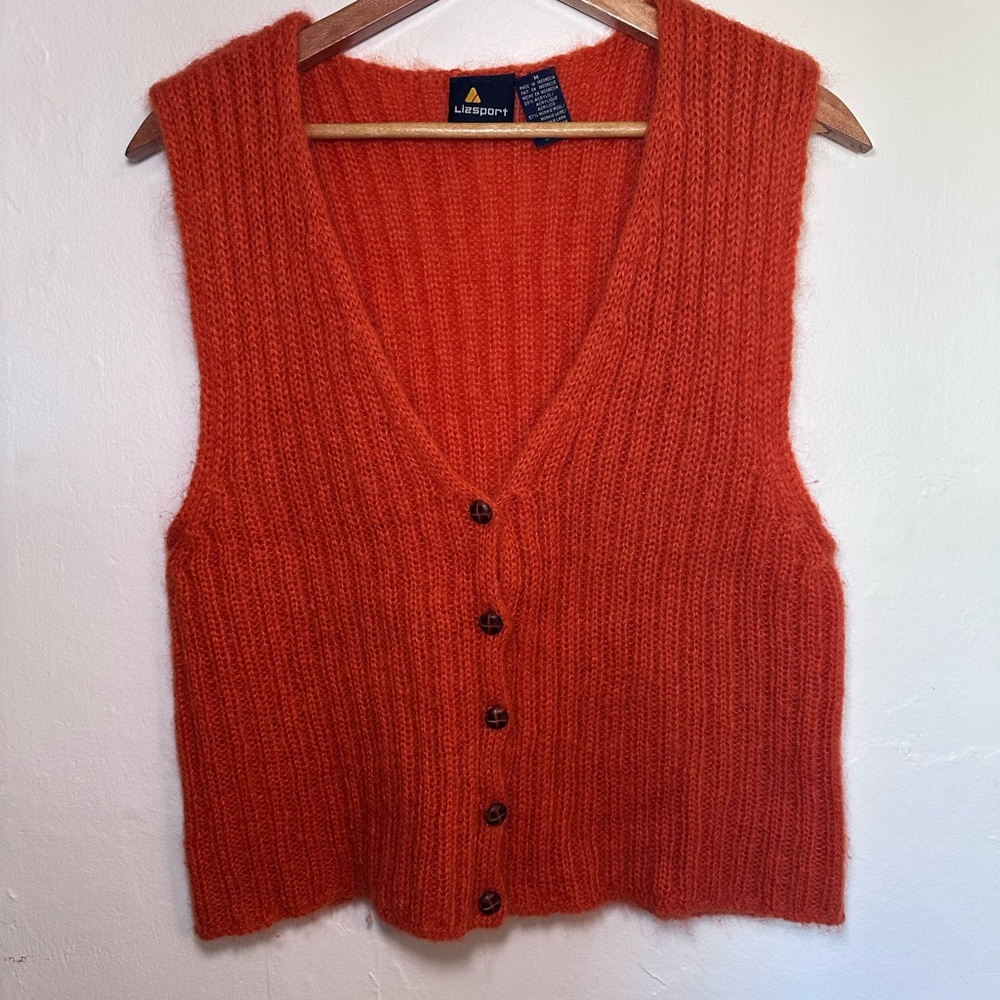 Lizsport Women's Orange V-Neck Sweater Vest